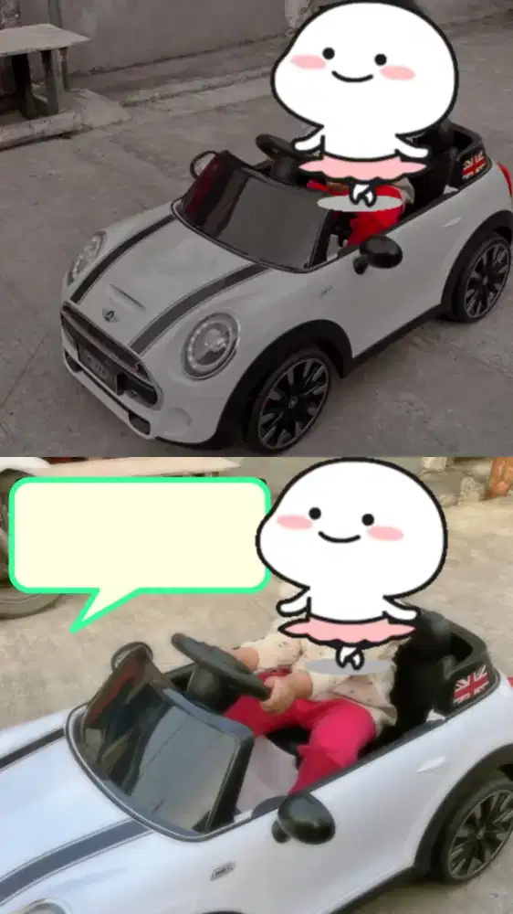 Mobil aki anak Mini Cooper warna putih