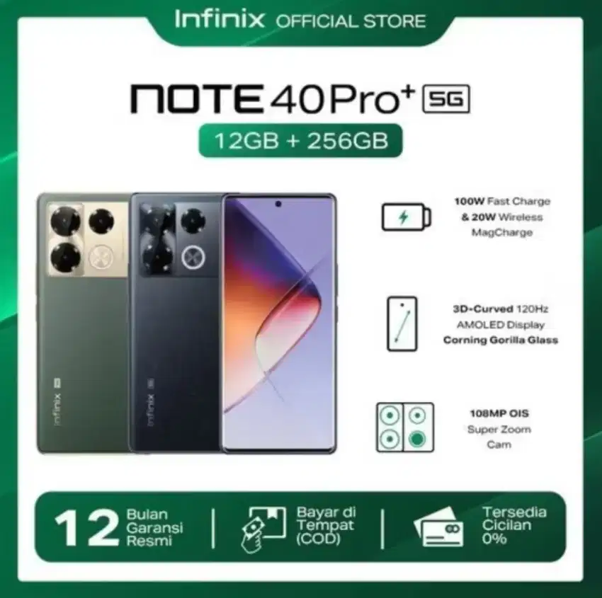 Infinix note 40 pro plus 5G 12gb 256gb resmi gres baru