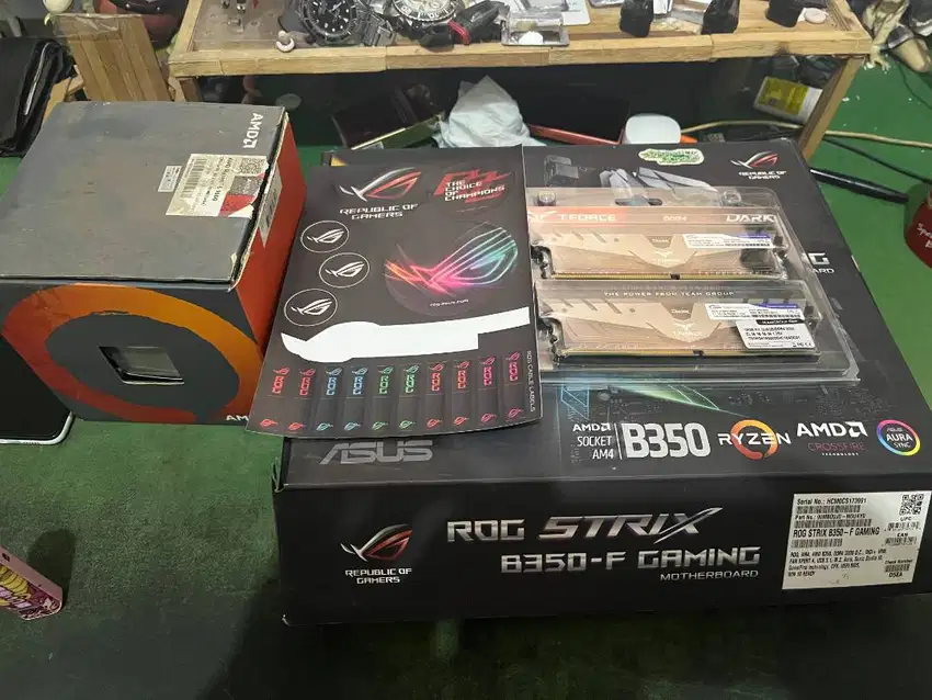 Paket Komputer ROG Strix B350-F, Ryzen 5 1600, RAM 2x8 gb