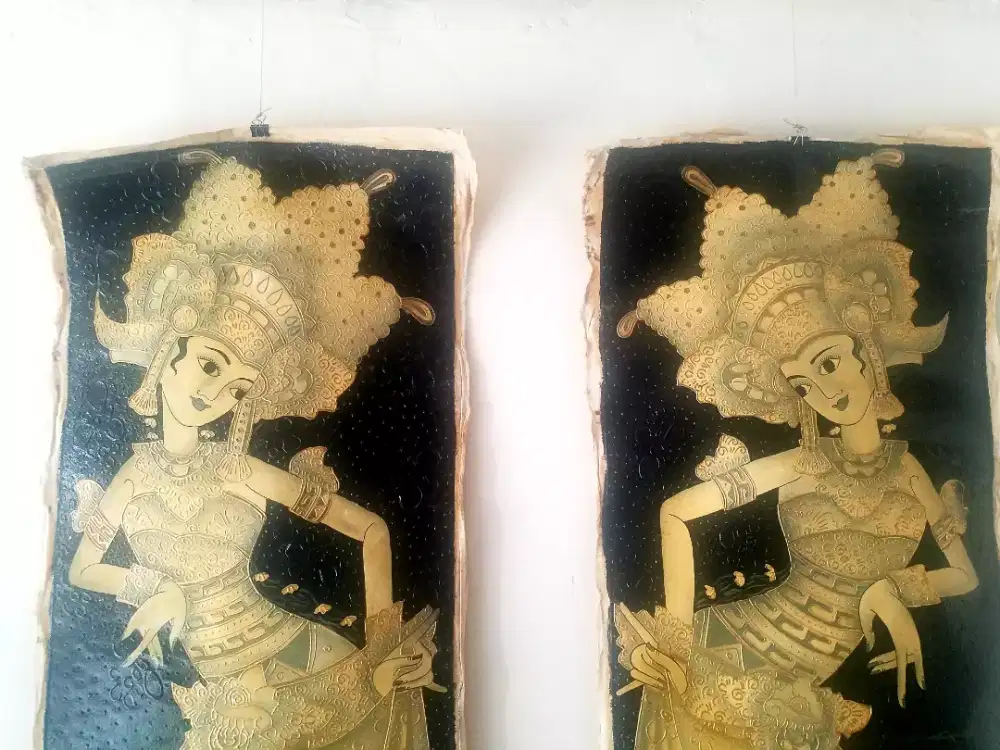 lukisan bali BARU sepasang penari Bali yang cantik indah oil on canvas