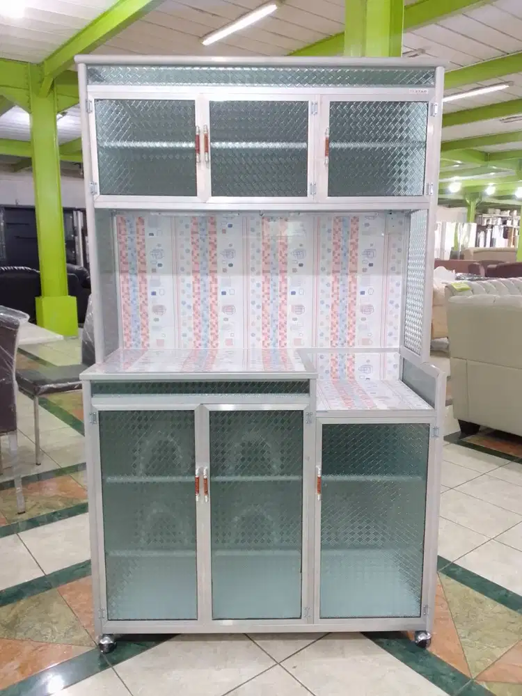 Dijual rak piring dapur 3 pintu roda