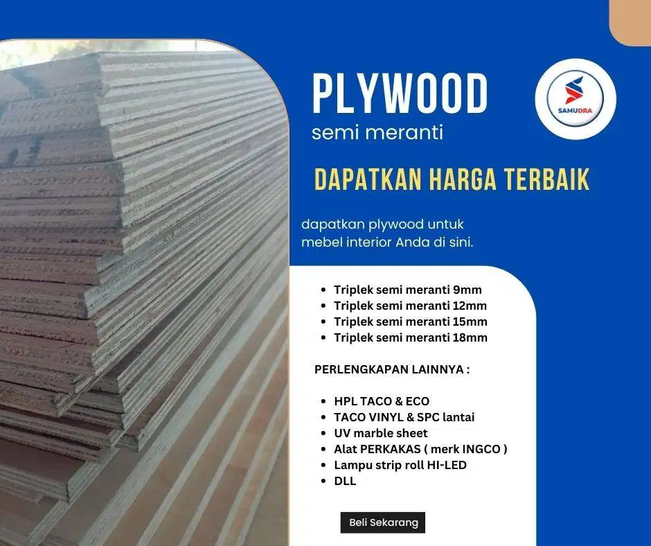 jual material untuk mebel furnitur interior, triplek 18mm halus 2 sisi