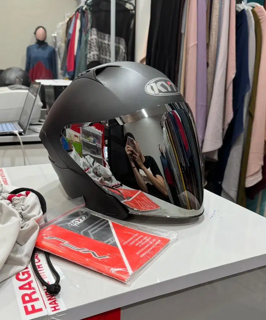 KYT NFJ BLACK DOFF DOUBLE VISOR