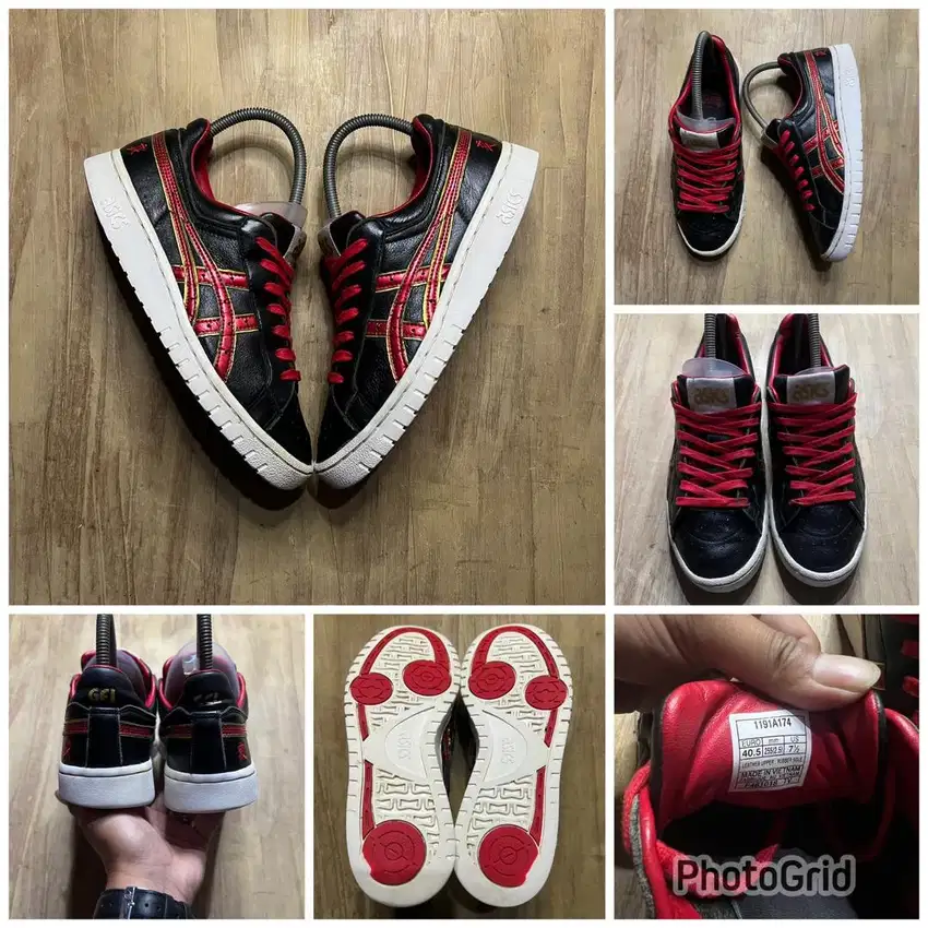 Asics gel ptg black red casual skate