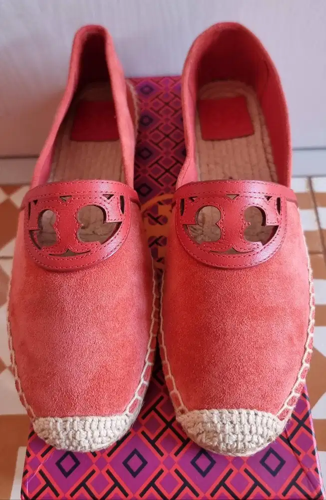 - Tory Burch Red Canyon Suede Sidney Espadrille