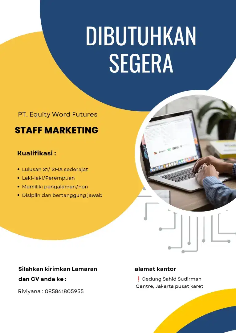 DIBUTUHKAN STAFF MARKETING URGENT