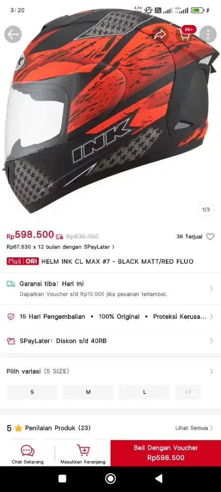 Helm fullface Cl max red devil baru