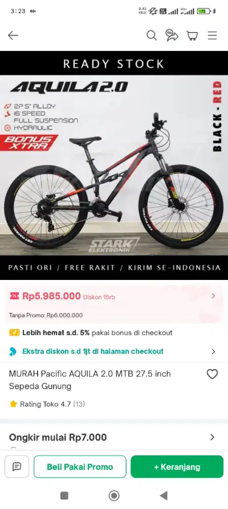 Pasific Aquila 2.0 red-black fullsur double Suspen+ hidrolik rem