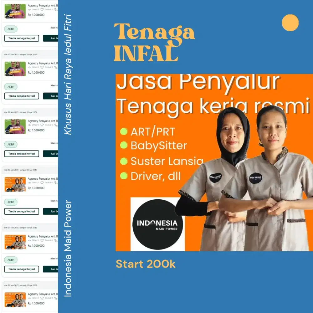 Agency Penyalur Art, Baby sitter, Suster lansia, Infal, Tenaga Infal