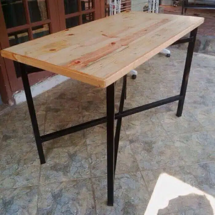 Meja Kayu Jati + Besi