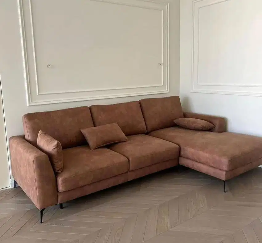 Sofa L minimalis coklat