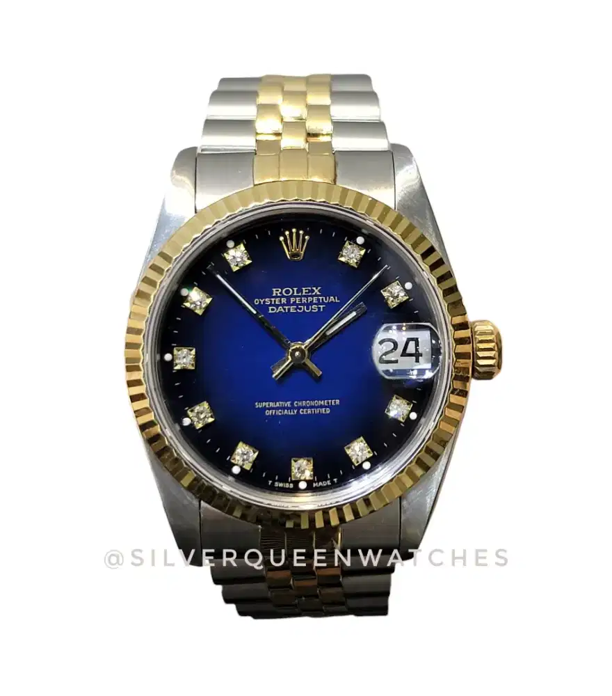 Rolex boysize Biru tutone Diamond