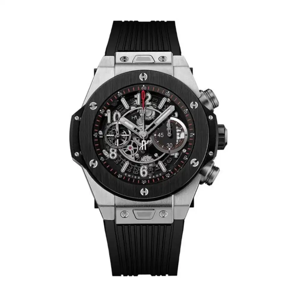 Hublot Big Bang Unico Titanium / Ceramic Bezel Chronograph Leather 45
