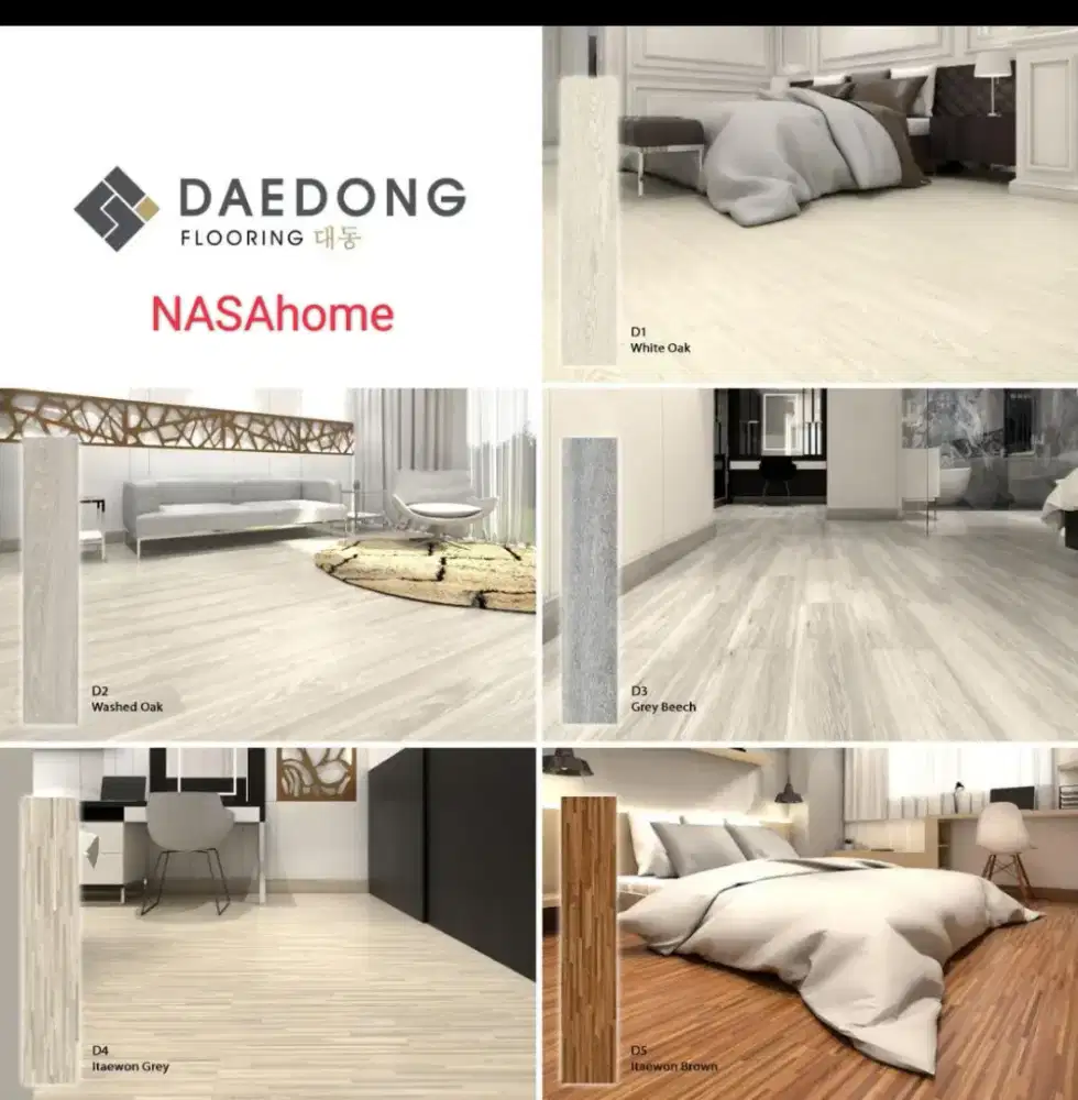 Lantai vinyl plank motif kayu daedong tebal 2mm