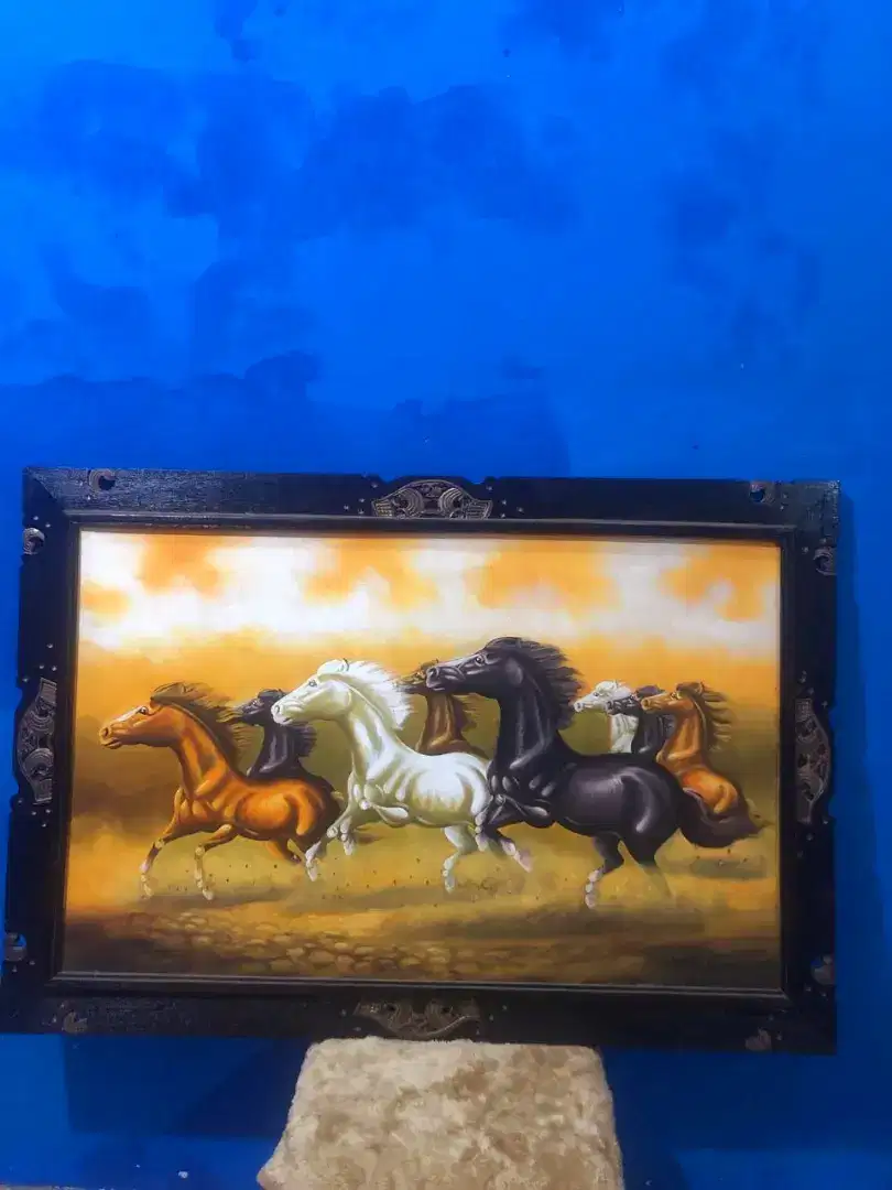 Lukisan kuda delapan hoky kanvas