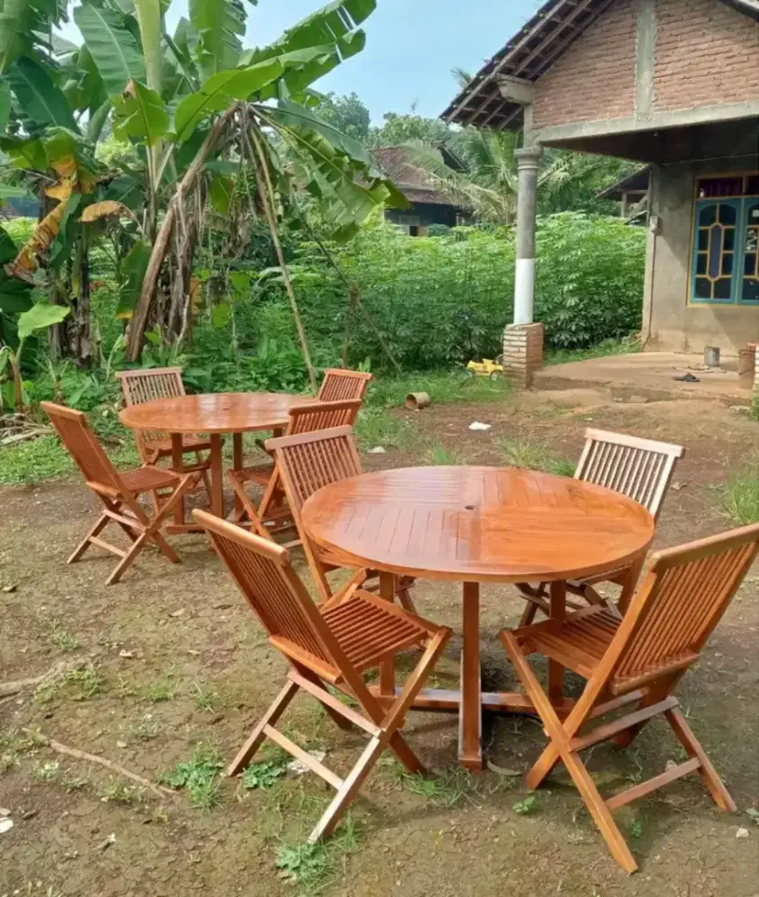 Meja payung taman full kayu jati