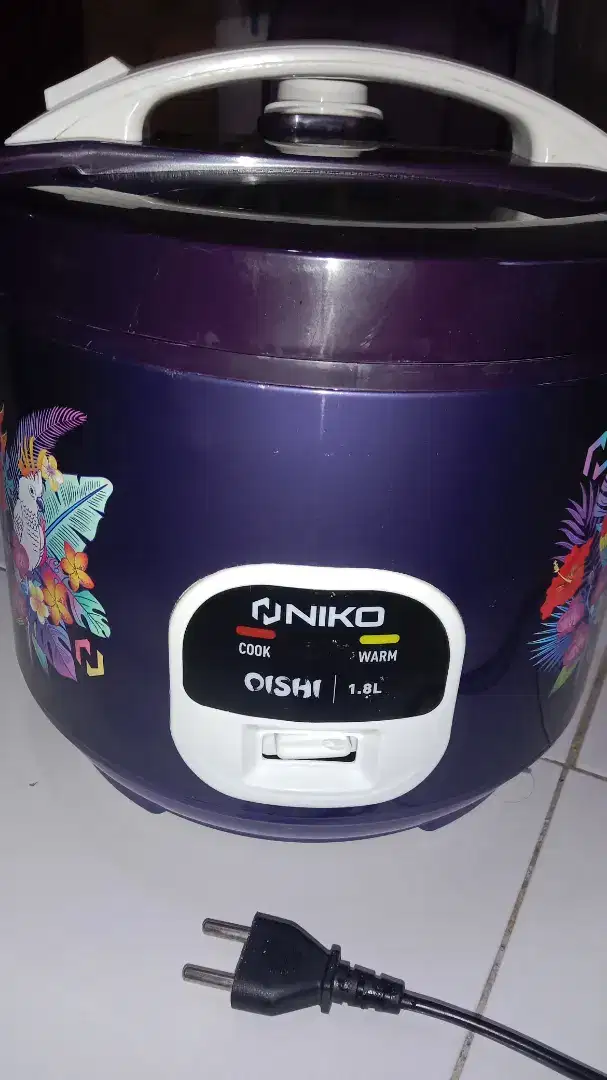 Rice Cooker merek Niko, 1,8 L, tutup kaca