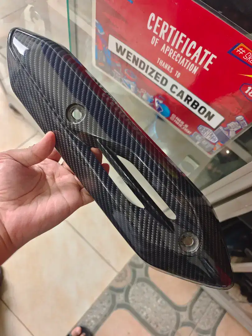 Tameng knalpot ori honda genio carbon hitam