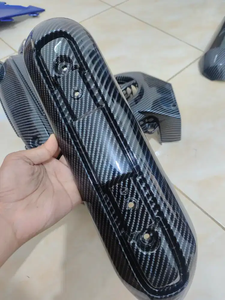 Cover tameng knalpot ori yamaha mio soul atau fino karbu carbon hitam