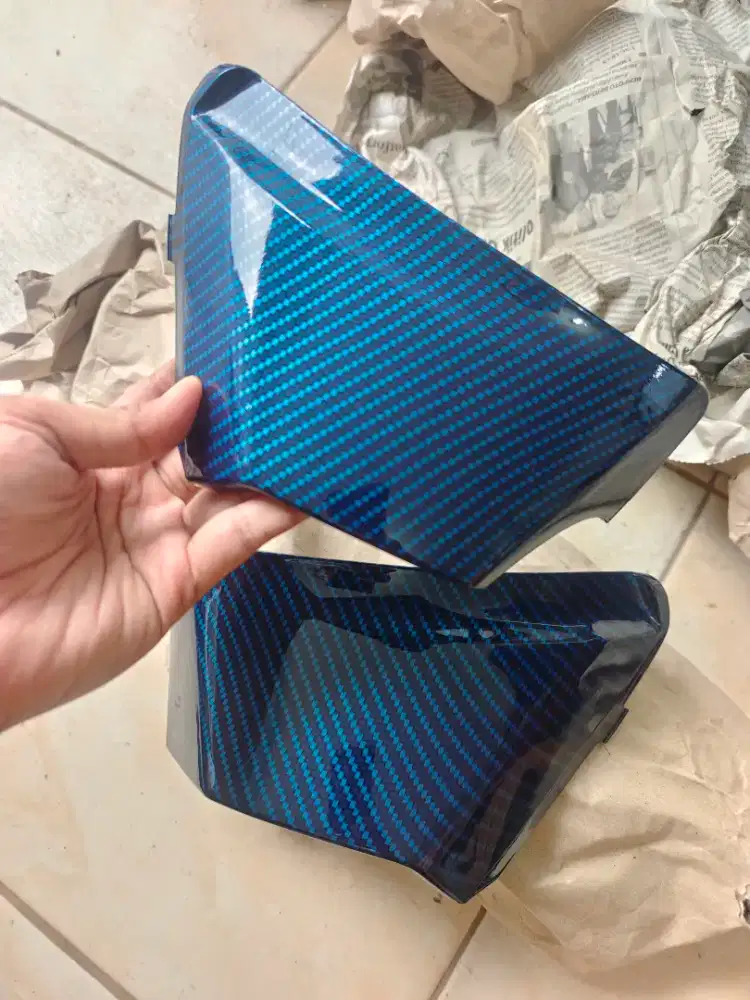 Cover kantong bagasi yamaha mio soul carbon biru