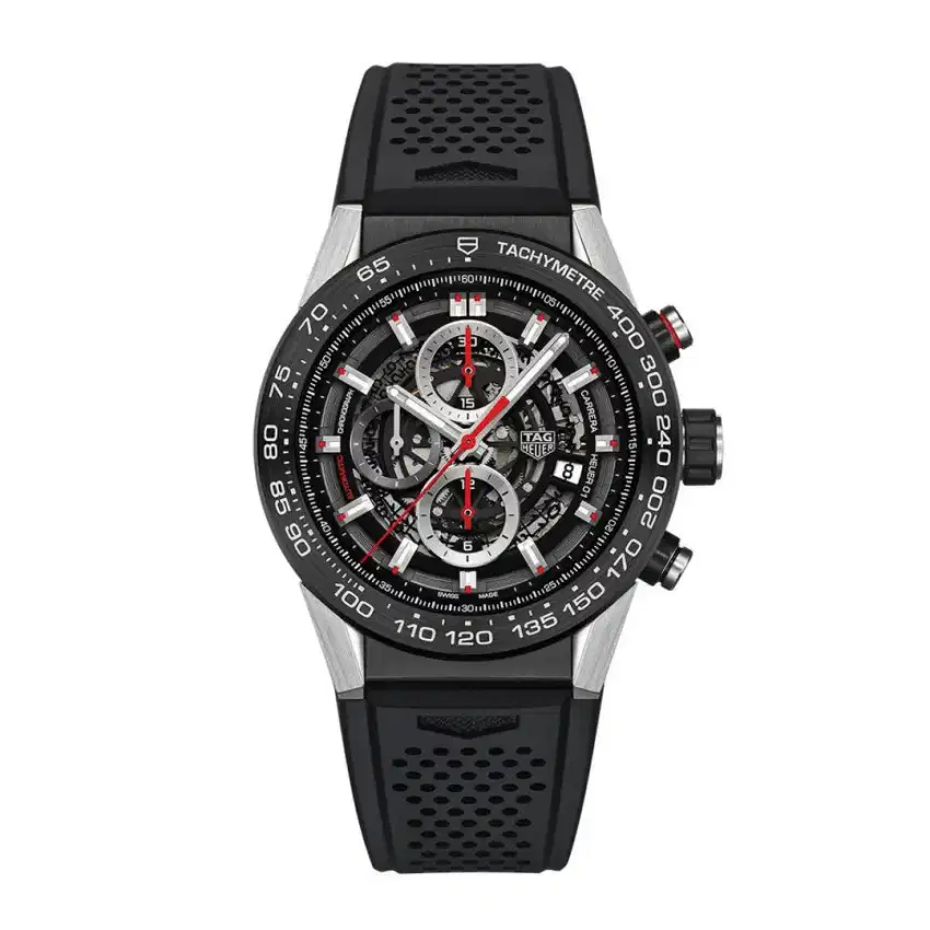 Tag Heuer Carrera Heuer 01 Red Hands with Black Rubber Strap 45 mm