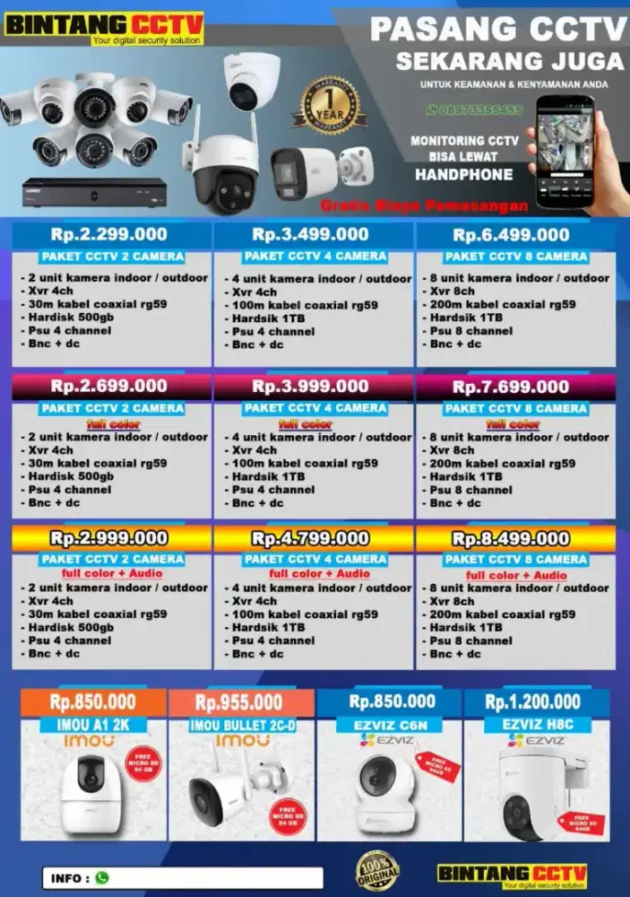 Jasa pasang CCTV, dan menjual Produk CCTV