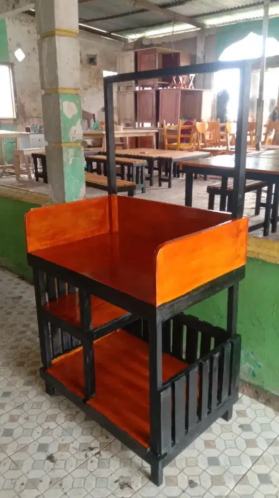 Meja kompor Gas 2 tungku bahan full kayu berkualitas