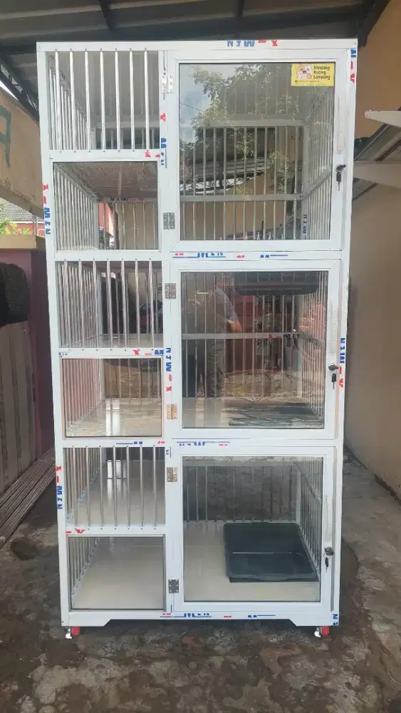 Kandang Kucing Alumunium 3 Ruang Premium