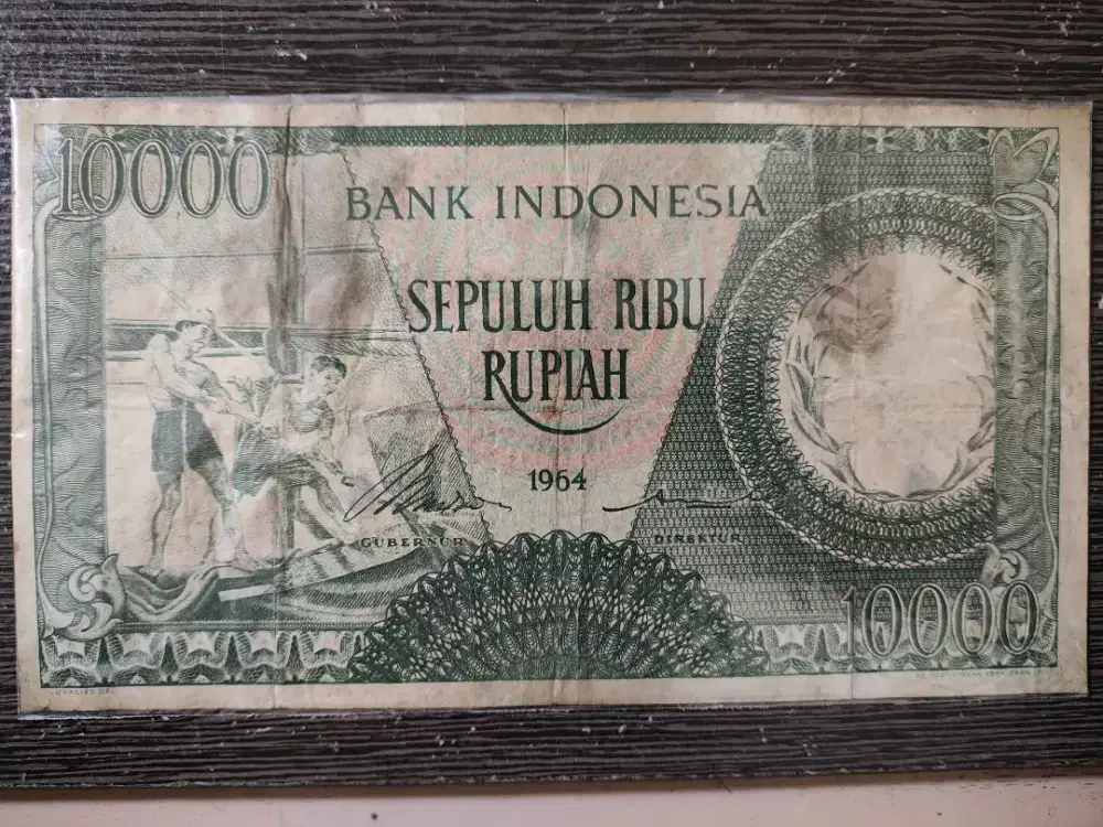 Uang kertas kuno 10.000 rupiah tahun 1964 (2 lembar]