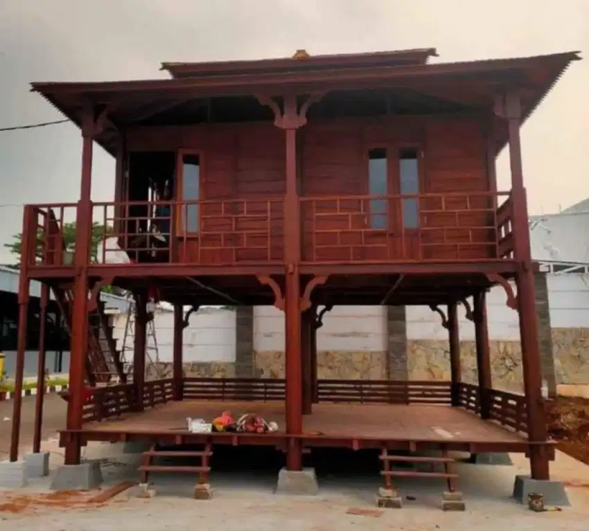 gazebo tingkat kayu mahoni