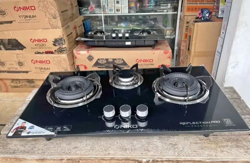Kompor kaca 3 tunggku NIKO PRO PHANTOM