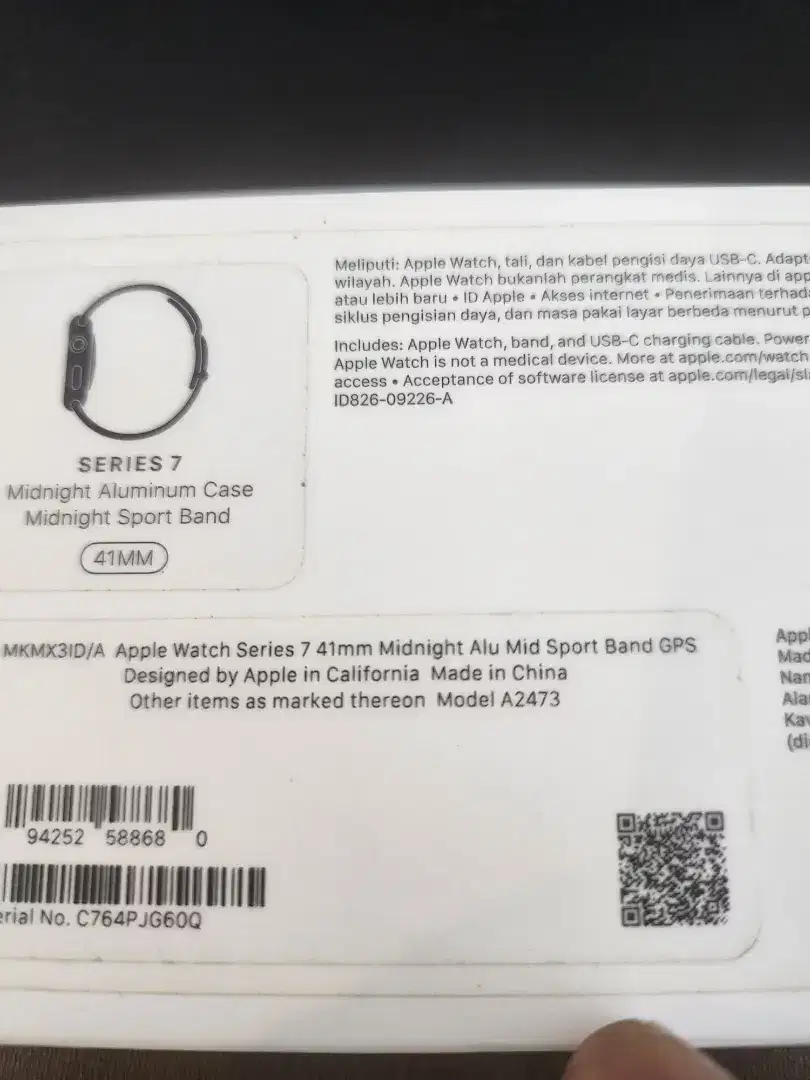 Apple watch 7 41mm fullset original ex resmi Digimap ID/A