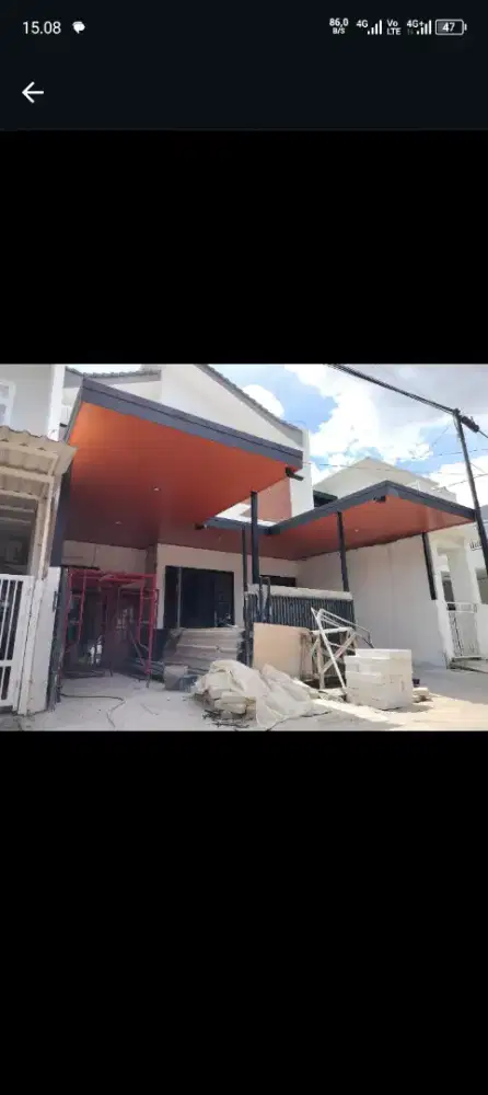 Kanopi baja ringan atap alderon single plus plafon Pvc