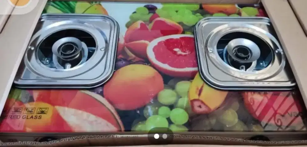 Kompor Gas 2 Tungku Temperred Glass Kaca Tebal VAGANZA Baru