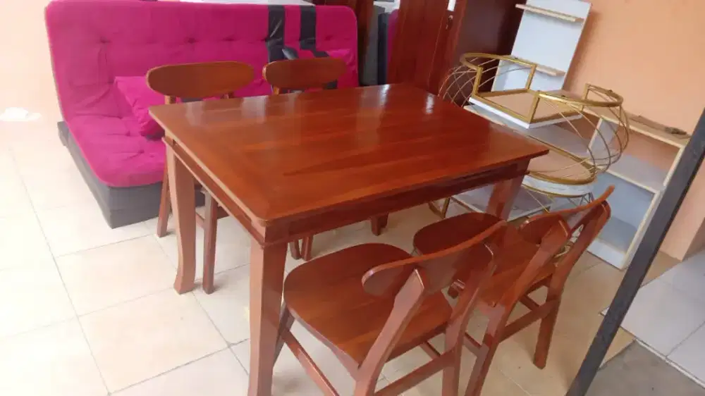 Meja Makan Roppan 4Kursi Kayu Jati