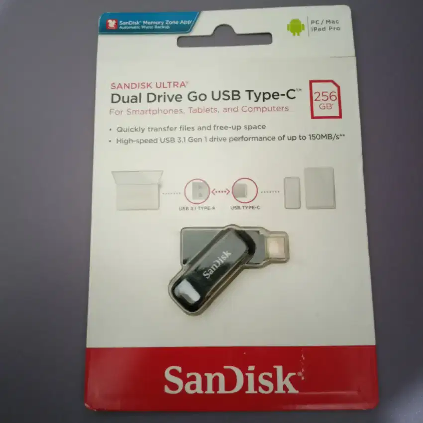 Sandisk Flashdisk Dual USB 3.2 Type C 256GB Minus