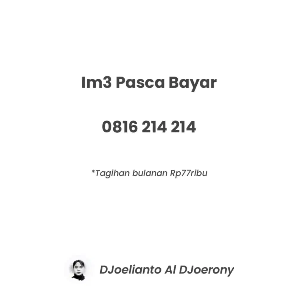 Nomor cantik Im3 10 digit PASCABAYAR Rp77ribu/bulan