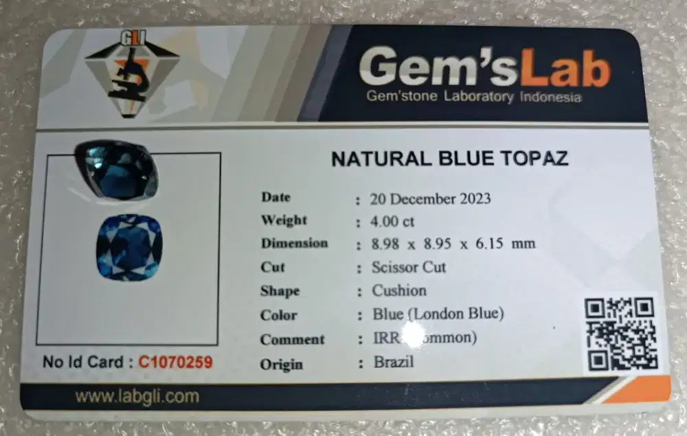 Natural London Blue Topaz 4.00 Ct Mewah Bermemo