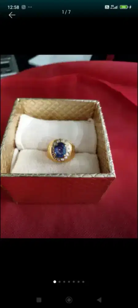 Cincin Eropa Pria Berlian Blue  Sapphire Natural 2 Birma Kode 030