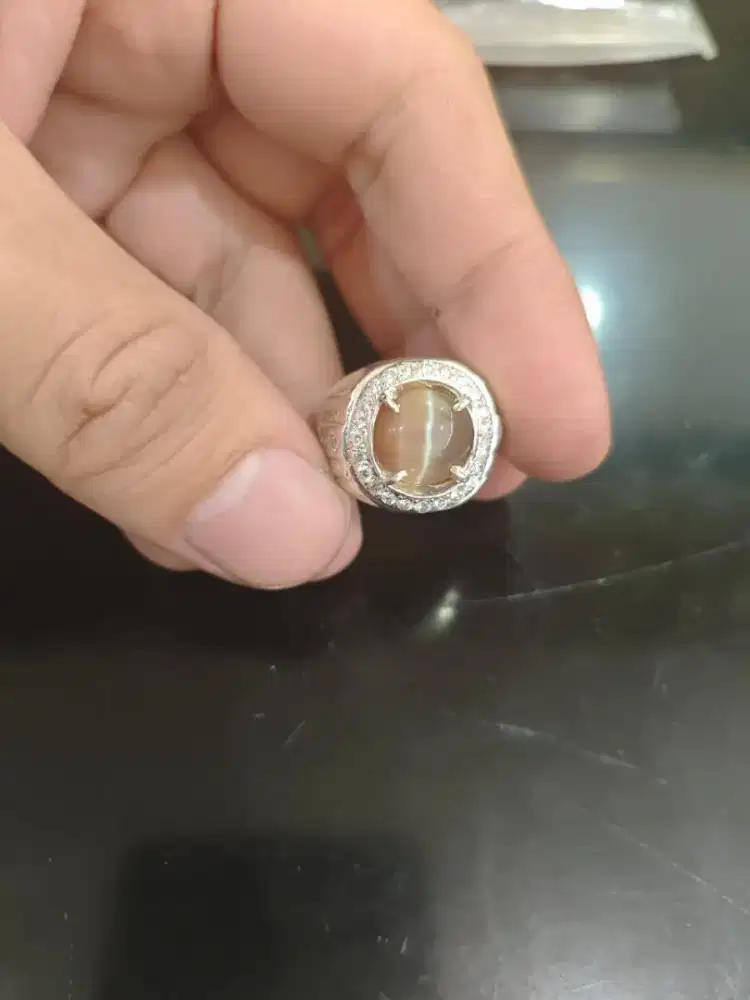 Cincin Eropa perak Batu Mata Kucing