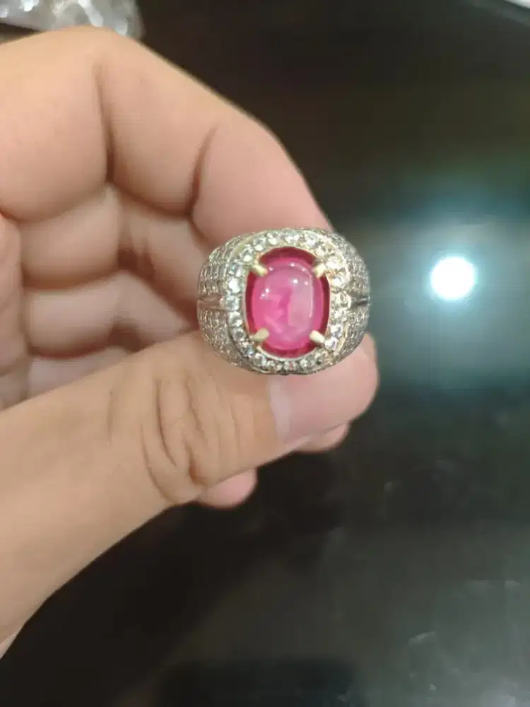 Cincin Eropa Perak Batu Mira Ruby Steer Afrika