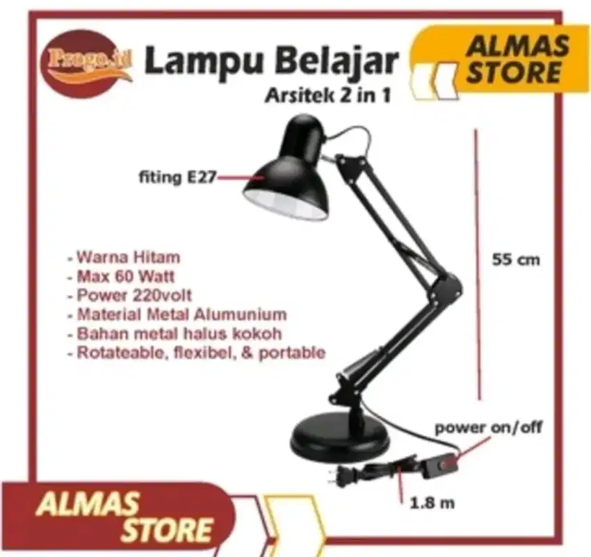 Lampu Belajar Arsitek Hitam
