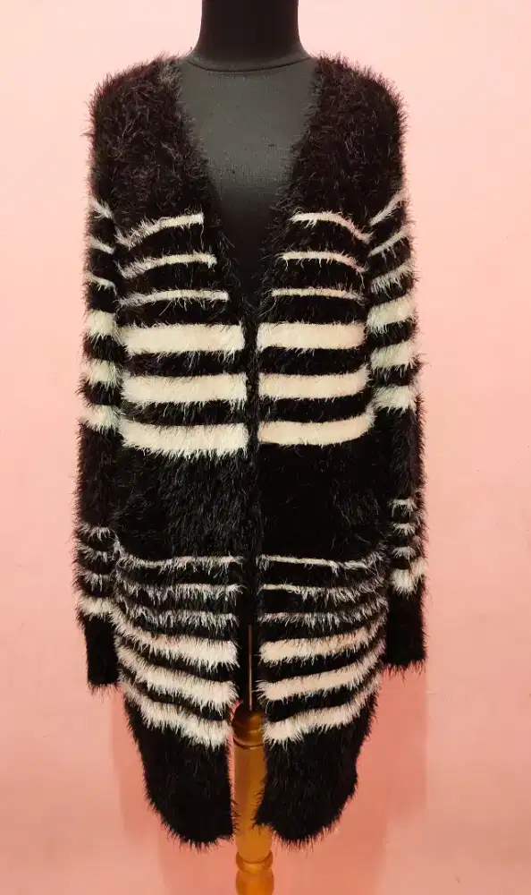 Long cardigan rajut outer rajut bulu