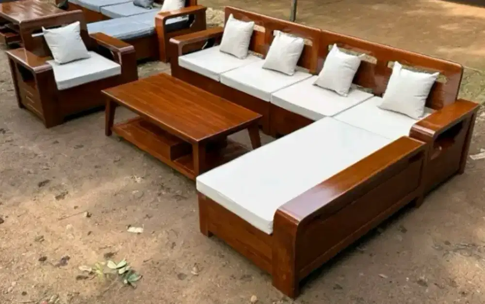 Kursi sofa kayu jati minimalis