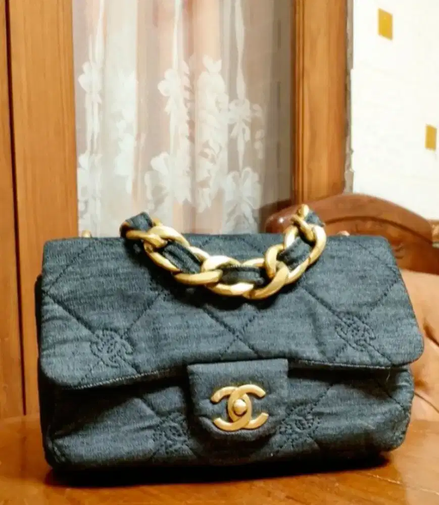 TAS CHANEL MATERIAL LEATHER DENIM MADE IN ITALY