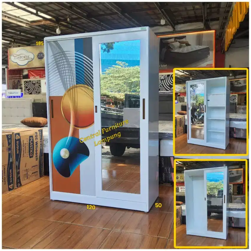 Lemari Pakaian Sled 2 Pintu Plat Besi Kokoh