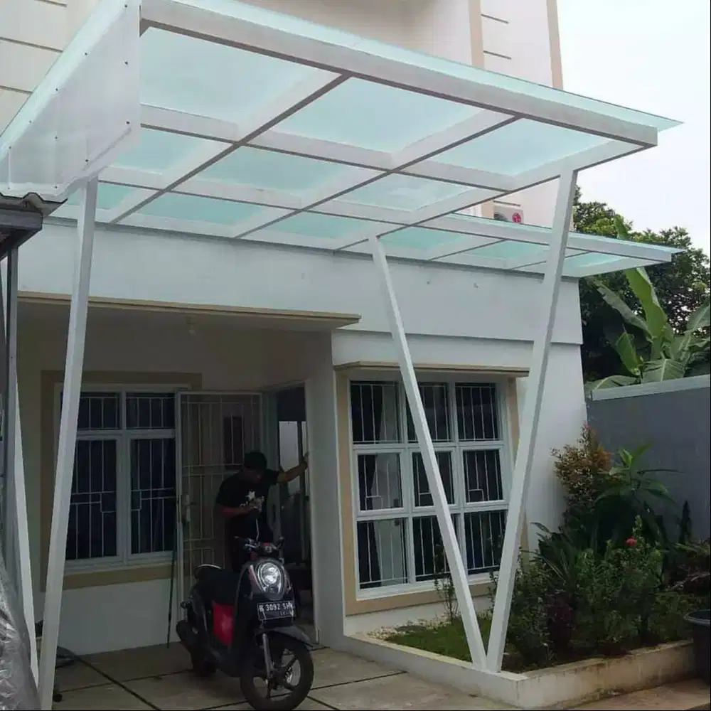 Atap Canopy Kanopi Carport Kaca Tempred 10 mm