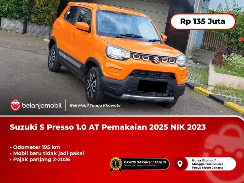 [ODO 195 KM] Suzuki S Presso S-Presso 1.0 AT Pemakaian 2025 NIK 2023
