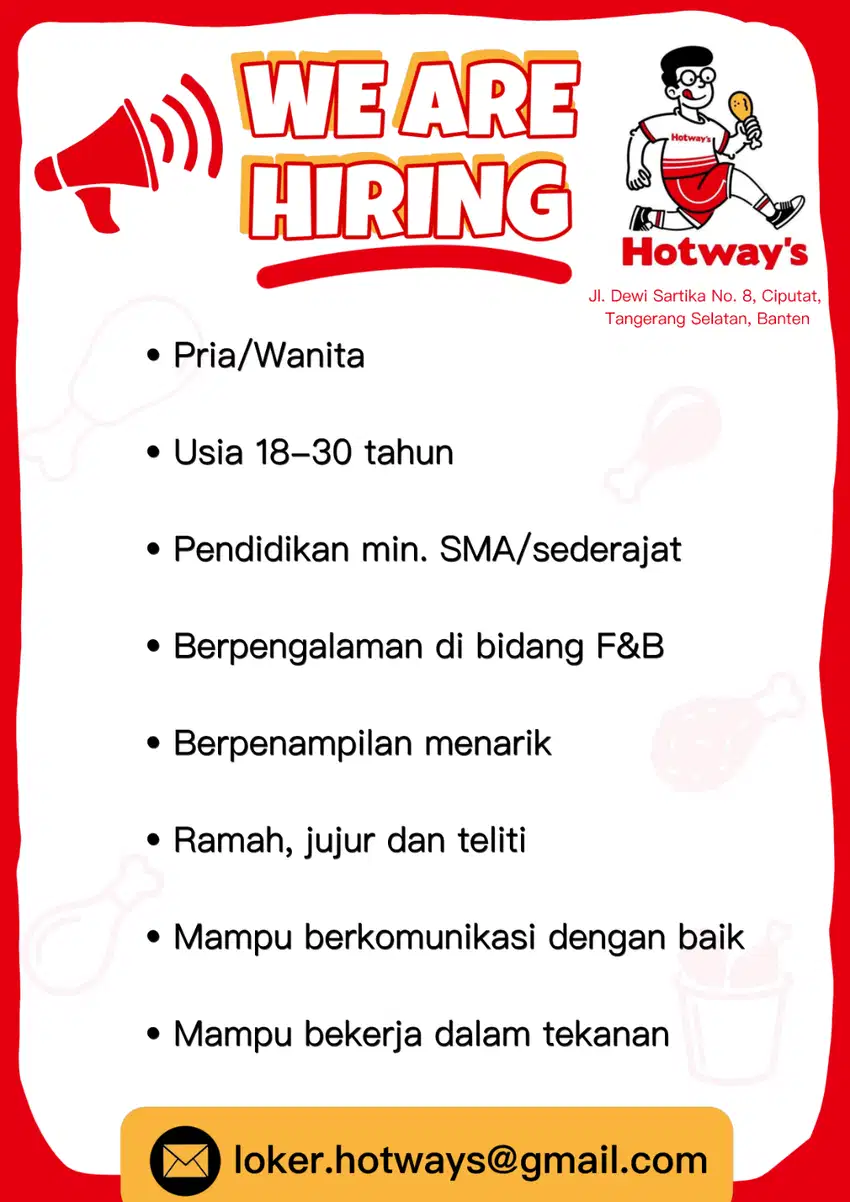 Waiter / Server / Pramusaji - Hotways Ciputat