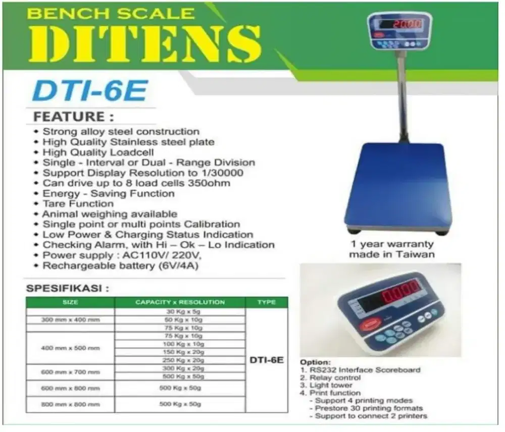 Timbangan duduk Kapasitas 200kg Merk Ditens